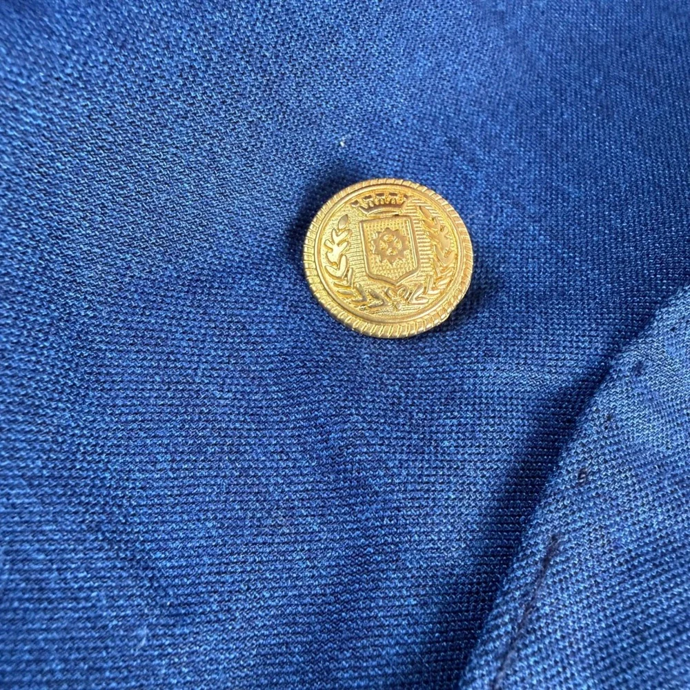 Luis Armoni Men's Blue Double Breasted Blazer Gold Crest Buttons 50 40R
